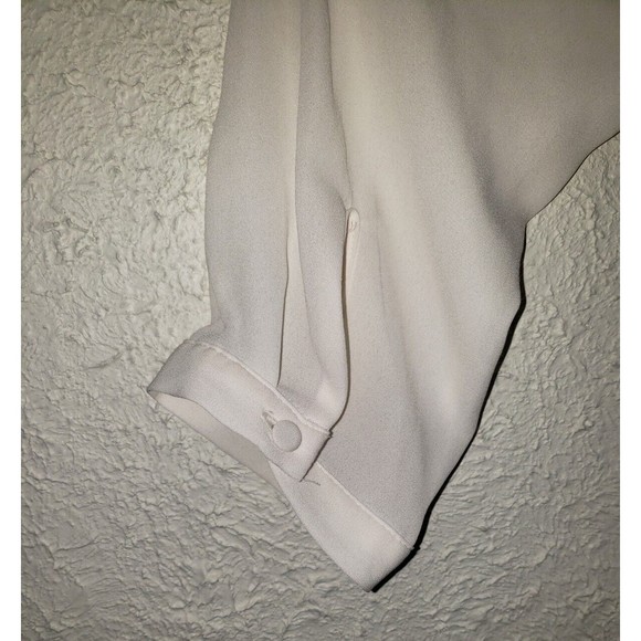 H&M White Button Up Blouse Sz 8 Chiffon Sheer 3/4 Sleeve Classic Style Top Shirt - Picture 5 of 9
